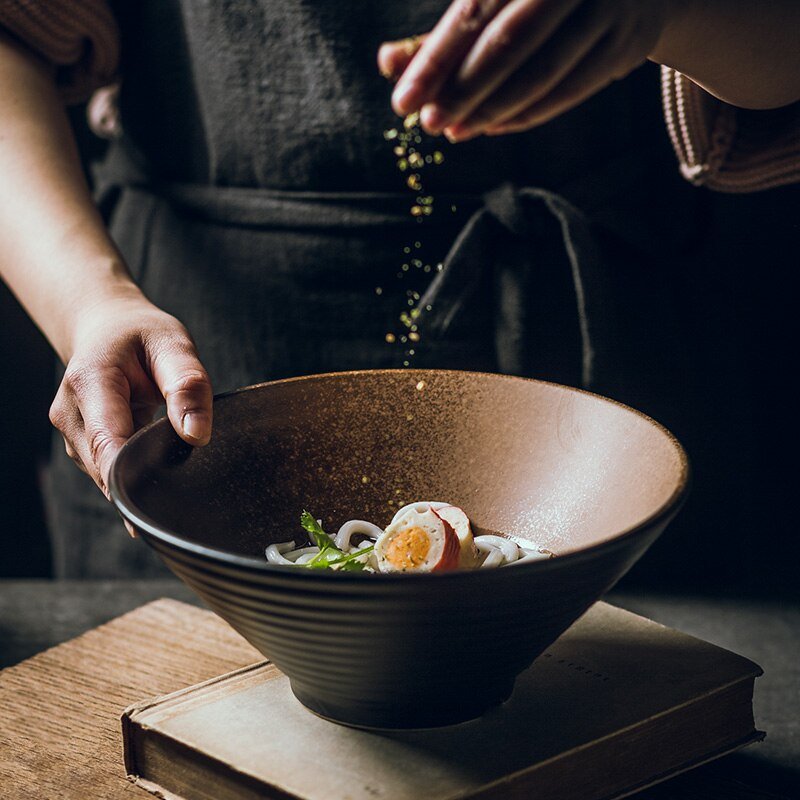 Tanaka Dishware Set, hat ceramic bowls, household large ramen, rice, noodles, soup bowl - Maglia Fina